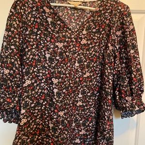Black printed silk top